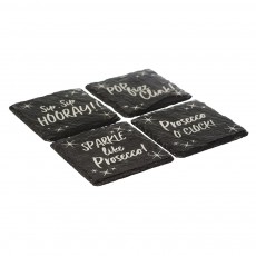 Just Slate Prosecco Coasters Square Engraved Set 4