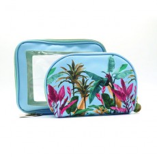 Danielle Creations Botanical Palm Blue Makeup Bags, Two In One