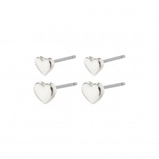 Pilgrim Afrodite Recycled Heart Earrings 2in1 Set Silver-Plated