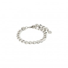 Charm Recycled Curb Chain Bracelet Silver-Pendant