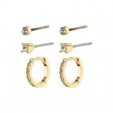 Pilgrim Sia Recycled Crystal Earrings 3in1 Set Gold-Plated