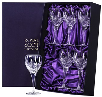 Royal Scot Highland Boxed Set 6 Large Wine Glasses New Shape