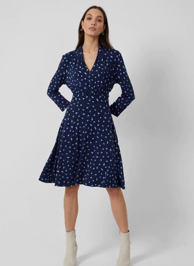 French Connection Bhelle Meadow Jersey V- Neck Dress