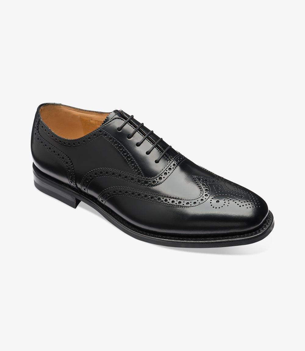 Loake 302 Black Polished Oxford Brogue Shoe - Formal - Barbours