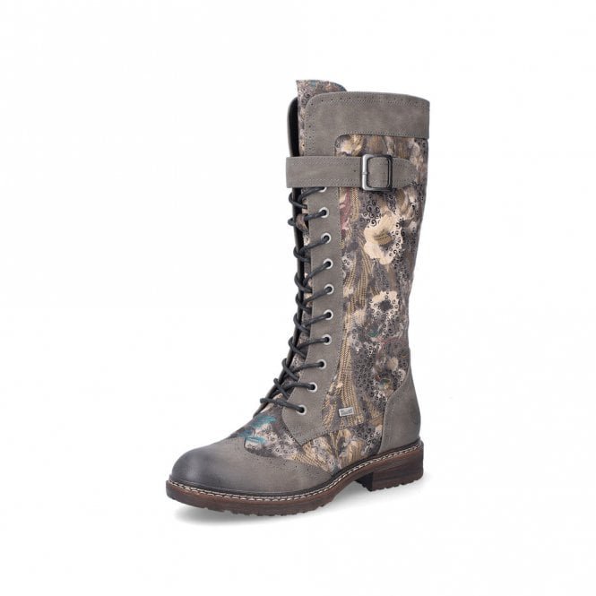 Rieker Long Lace Up Pattern Boot - Boots - Barbours
