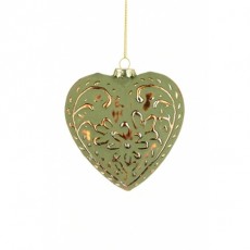 Delonia Heart Decoration Green/Copper