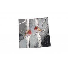 Winter Robin Glass Small Square Plate