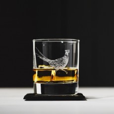 Just Slate Pheasant Engraved Glass Tumbler Gift Set