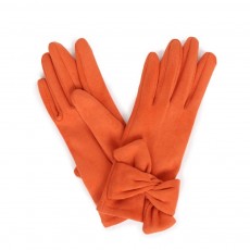 Henrietta Faux Suede Gloves in Tangerine