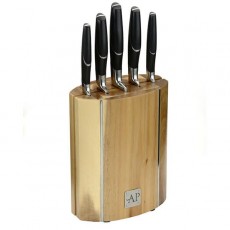 6 Piece Oval Wooden Knife Block