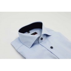 Eterna Shirt with Trim & Contrast Buttons Blue/Navy