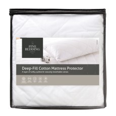 Fine Bedding Deep Filled Cotton Mattress Protector Single