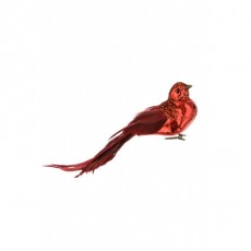 Floralsilk Red Metallic Bird Clip