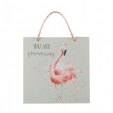 Wrendale Wooden Plaque-Flamingo