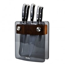 Denby 5Pc Knife Block Set Smoked Glass