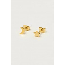 Mixed Moon & Star Gold Plated Earrings