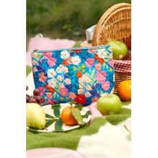 Everyday pouch - Bright Blue Floral Print Cotton Canvas