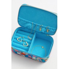 Mini Jewellery Box - Bright Blue Floral Print Cotton Canvas