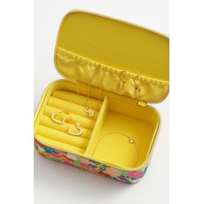 Mini Jewellery Box - Yellow Floral Print Cotton Canvas