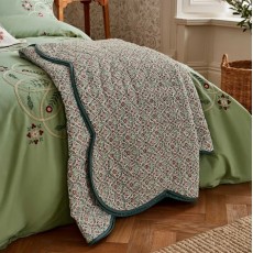 Morris & Co Brophy Embroidery Green Quilted Throw 170x220