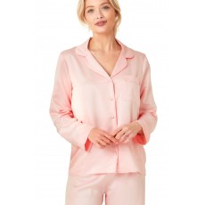 Plain Satin Pyjama Set Pale Strawberry