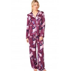 Print Satin Pyjama Set Carmine Floral