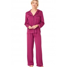 Plain Satin Pyjama Set Magenta