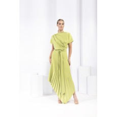 Satin Crepe Mila Pleat Dress