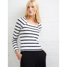 French Connection Rallie Stripe LS Square Neck Tee