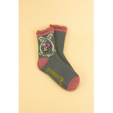 Powder A-Z Ankle Sock Letter P