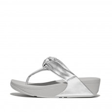 FitFlop Lulu Padded-Knot Metallic-Leather Toe-Post Sandals