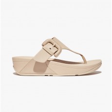 FitFlop Lulu Covered-Buckle Raw-Edge Leather Toe-Thongs