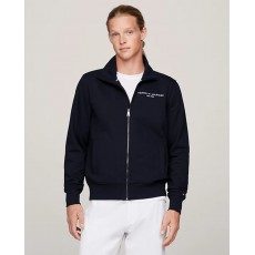 Tommy Logo Zip Through Stand Collar Pullover