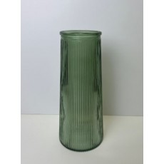 Green Tall Ribbed Vase