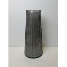 Grey Tall Ribbed Vase