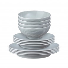 Denby Porcelain Arc 12pc Tableware Set-Grey