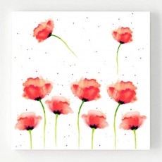 Ceramic Coaster Pack4-Red Poppies