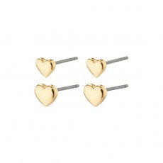 Pilgrim Afrodite Recycled Heart Earrings 2in1 Set Gold-Plated