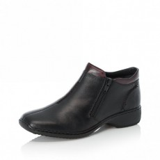 Rieker Lugano Black/Burgundy Leather Boot