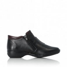 Rieker Lugano Black/Burgundy Leather Boot