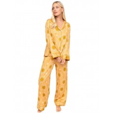 CyberJammies Sunshine Peach Abstract Sun Print Wide Leg PJ Set