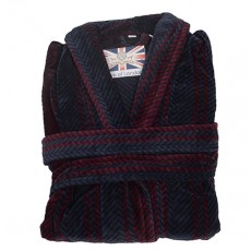 Arbroath Navy Rust Pattern Double Cuff Dressing Gown