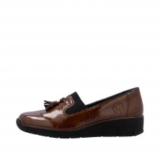 Rieker New York Tassle Low Wedge Heel Shoe