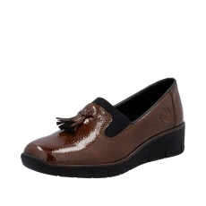 Rieker New York Tassle Low Wedge Heel Shoe