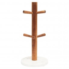 Monzaro Acacia Wood & White Marble Mug Tree
