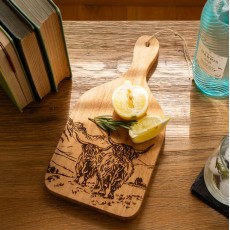 Oak Hanging Paddle-Small-Scenic Highland Cow