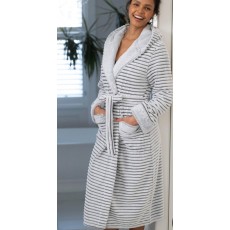 Cosy Ribbed Fleece Midi Hooded Dressing Gown Cosy Ribbed Fleece Midi Hooded Dressing Gown