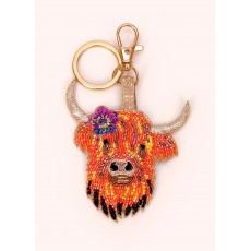 Highland Cow Beaded Keychain