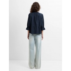 French Connection Era Poplin Ruffle Collar Top