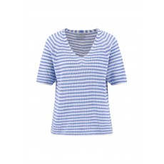 Fynch Hatton 1/2 V Neck Stripe Linen Pullover